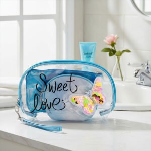 Set 3 Porta Cosmeticos Neceser Cristal Sweet Love Lentejuela