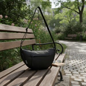 Cartera Morral Eco Cuero Skora Correa Ajustable 27 X 16 Cm Negro Lisa Negro Negro