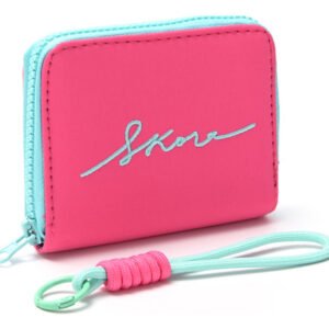 Billetera Skora Mujer Con Cierre Llavero Y Monedero 10 X 12 Fucsia Liso