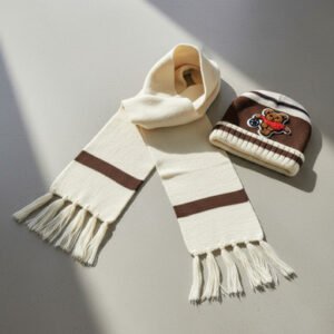 Set Gorro Y Bufanda De Lana Infantil Con Aplique 4 Colores