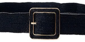 Cinturon Rafia Yute Elastizado Hebilla Metal Trendy 5 Cm Neg