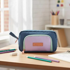 Cartuchera Escolar Dos Cierres Trendy 13 X 22 Cm Acolchada Azul Acero 30246