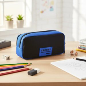 Cartuchera Escolar Doble Cierre Trendy 12 X 23 Cm Negro/azul 19267