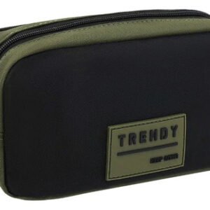 Cartuchera Escolar Doble Cierre Trendy 12 X 23 Cm Negro/verde 19267