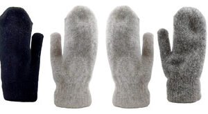 3 Pares Guantes Mitones De Lana Bremer Piel Adentro Mujer Gris Oscuro Lisa