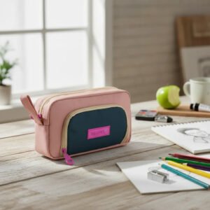 Cartuchera Escolar Dos Cierres Trendy 13 X 22 Cm Acolchada Rosa 30246