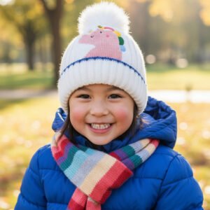 Gorro Infantil Unicornio Lana Con Peluche Interior Y Pompón