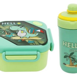 Set Vianda Lunchera + Vaso + Cubiertos Trendy 14 X 14 X 8 Cm Verde