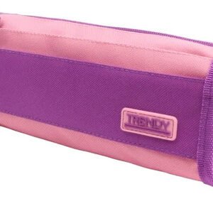Cartuchera Rectangular De Cordura 3 Cierres Trendy 9 X 24 Cm Rosa/lila 28823